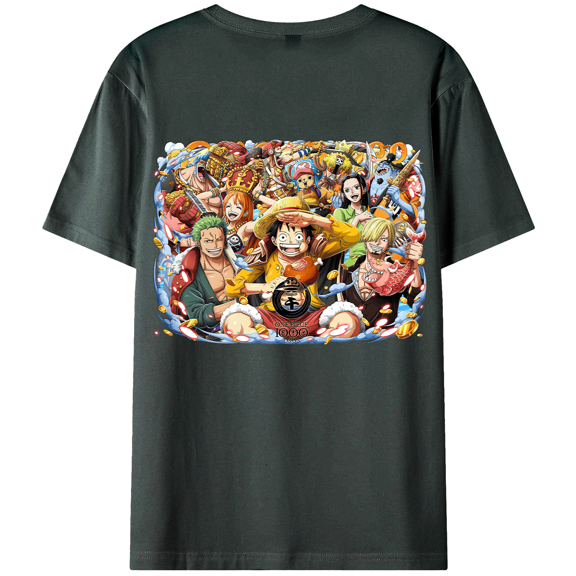 ワンピース モンキー・D・ルフィ ONE PIECE Monkey D. Luffy 綿100％ メンズ半袖Tシャツ（バックプリント） 通気性